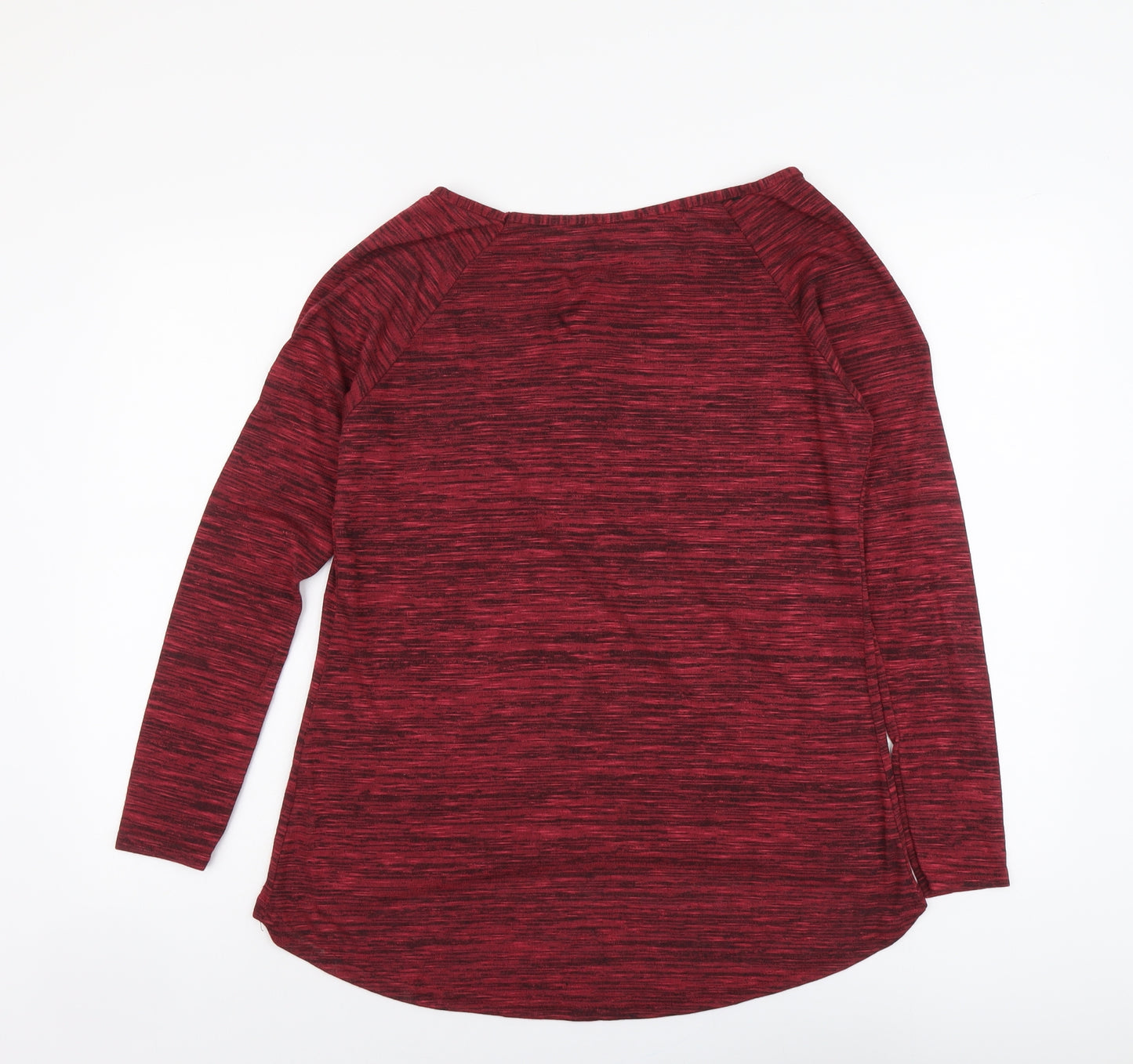 Sara Fashion Womens Red Polyester Basic T-Shirt Size S Boat Neck