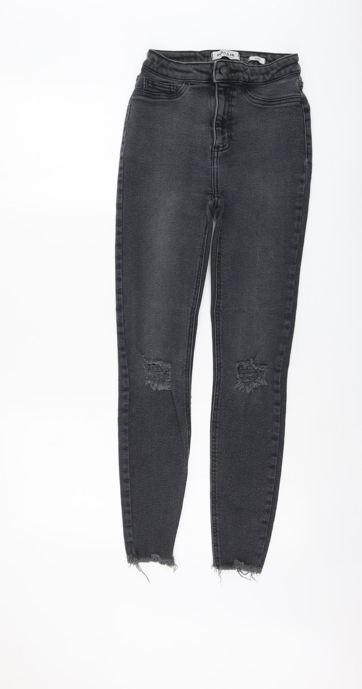 New Look Womens Grey Cotton Skinny Jeans Size 8 L27 in Regular Button