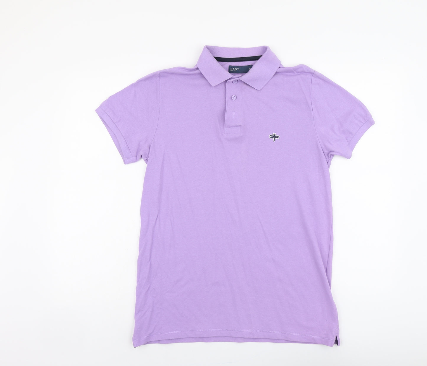 Easy Mens Purple Cotton Polo Size M Collared Button