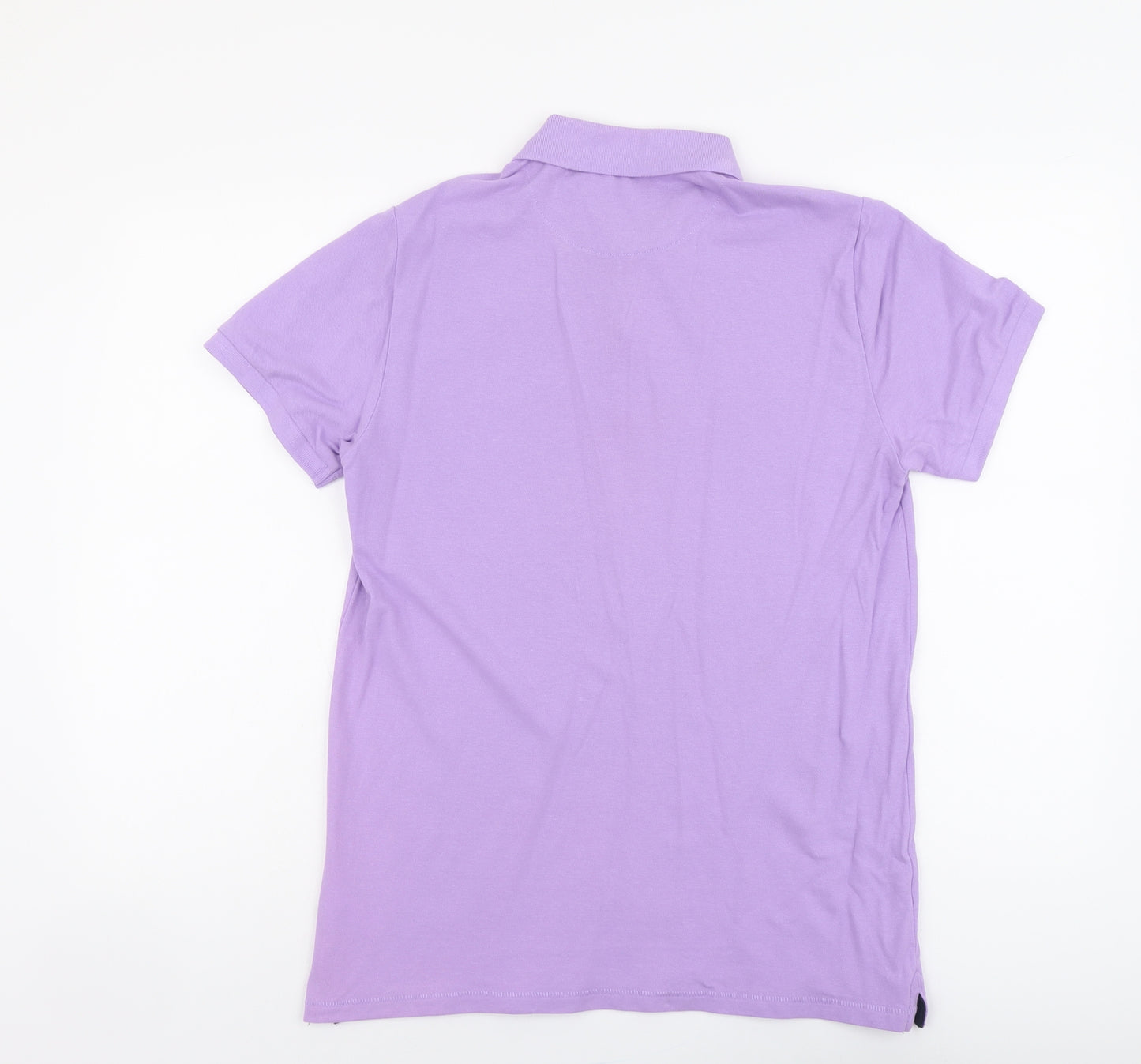 Easy Mens Purple Cotton Polo Size M Collared Button