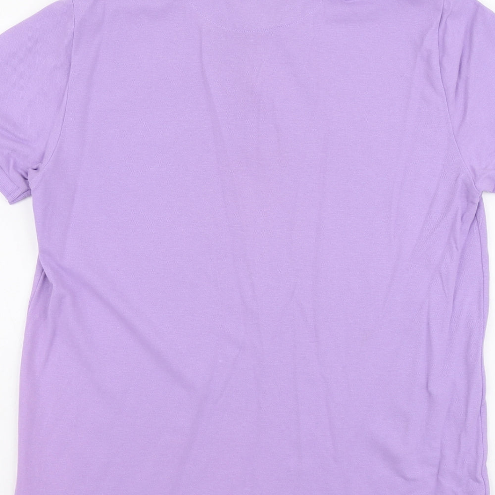 Easy Mens Purple Cotton Polo Size M Collared Button