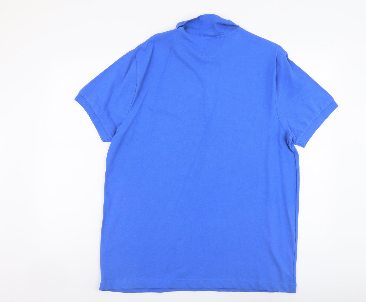 George Mens Blue Cotton Polo Size L Collared Button