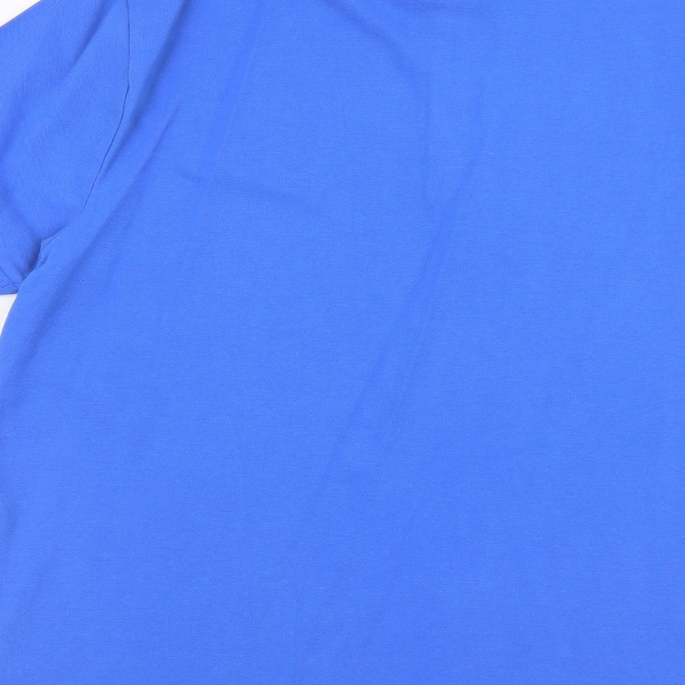 George Mens Blue Cotton Polo Size L Collared Button
