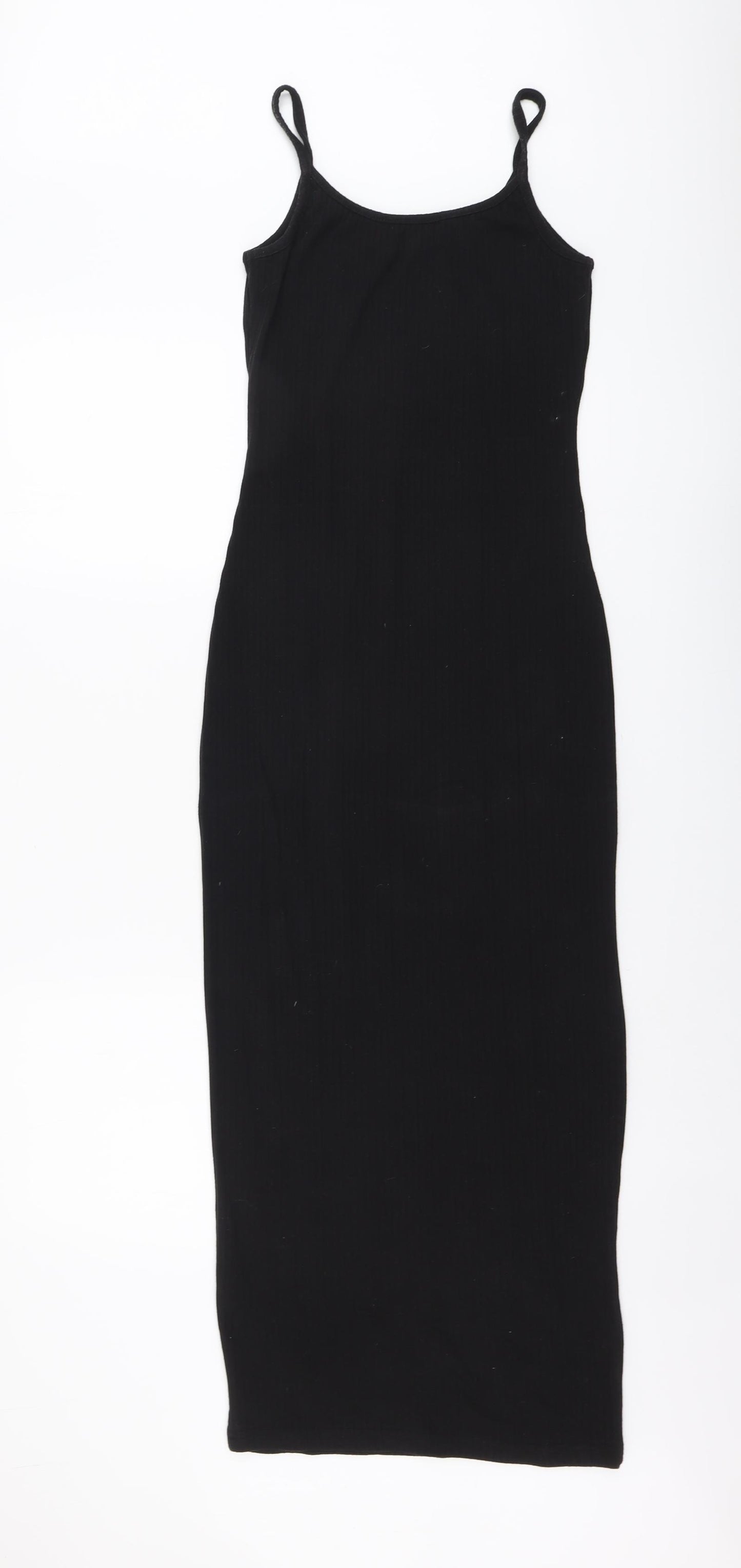 Missguided Womens Black Cotton Tank Dress Size 8 Round Neck Pullover