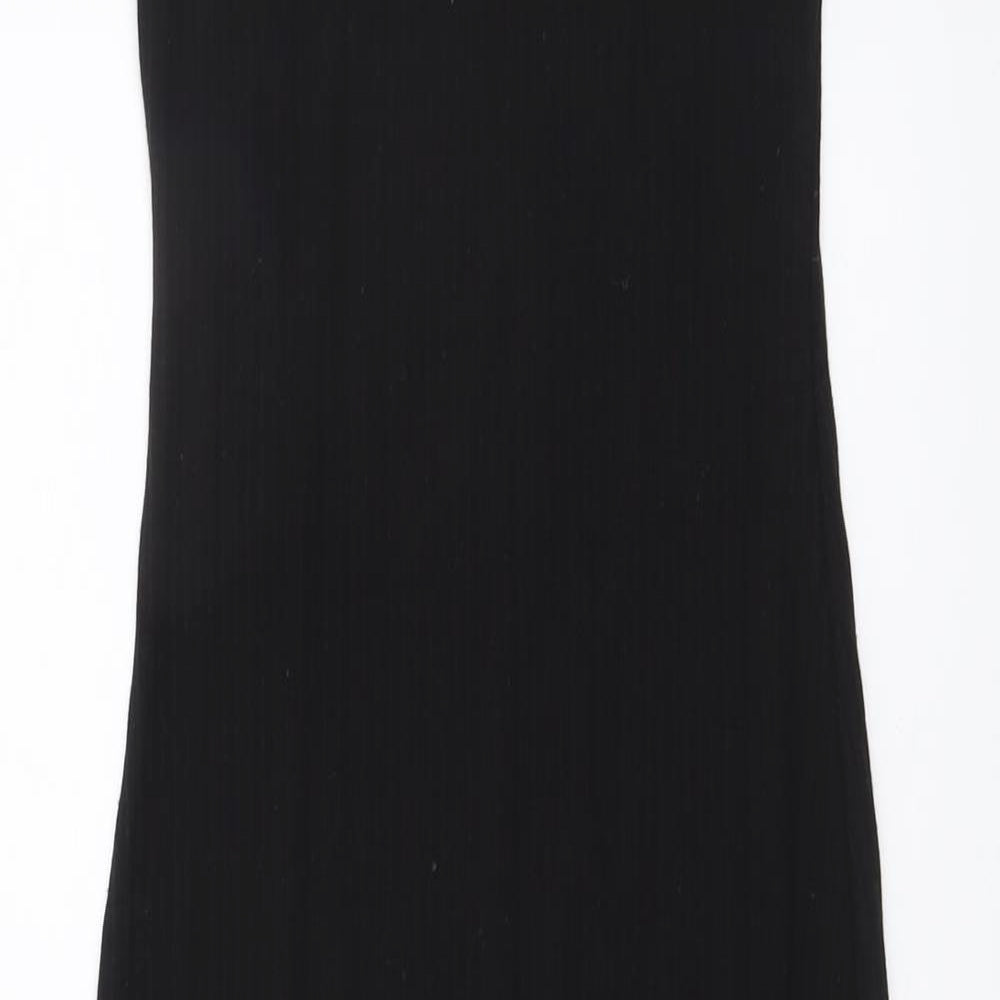 Missguided Womens Black Cotton Tank Dress Size 8 Round Neck Pullover