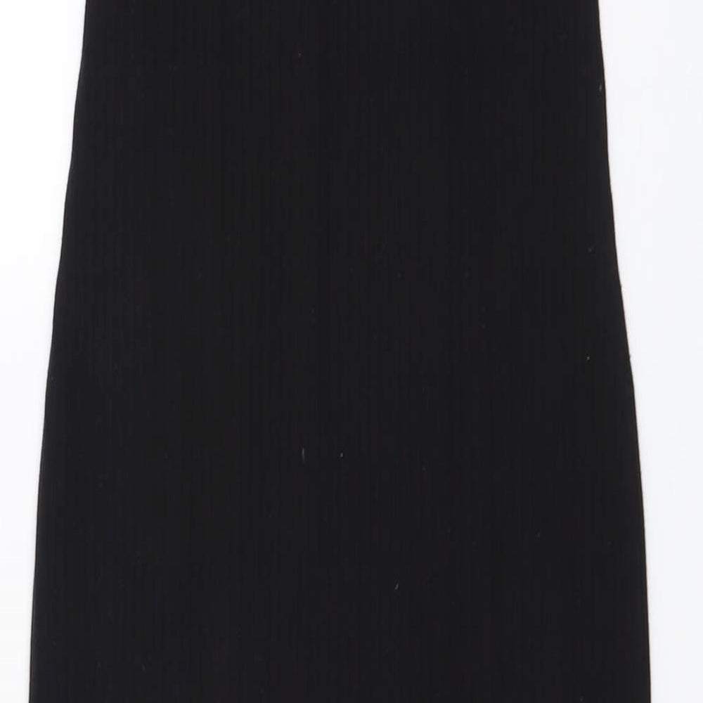 Missguided Womens Black Cotton Tank Dress Size 8 Round Neck Pullover