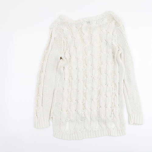 H&M Womens Beige Boat Neck Cotton Pullover Jumper Size S