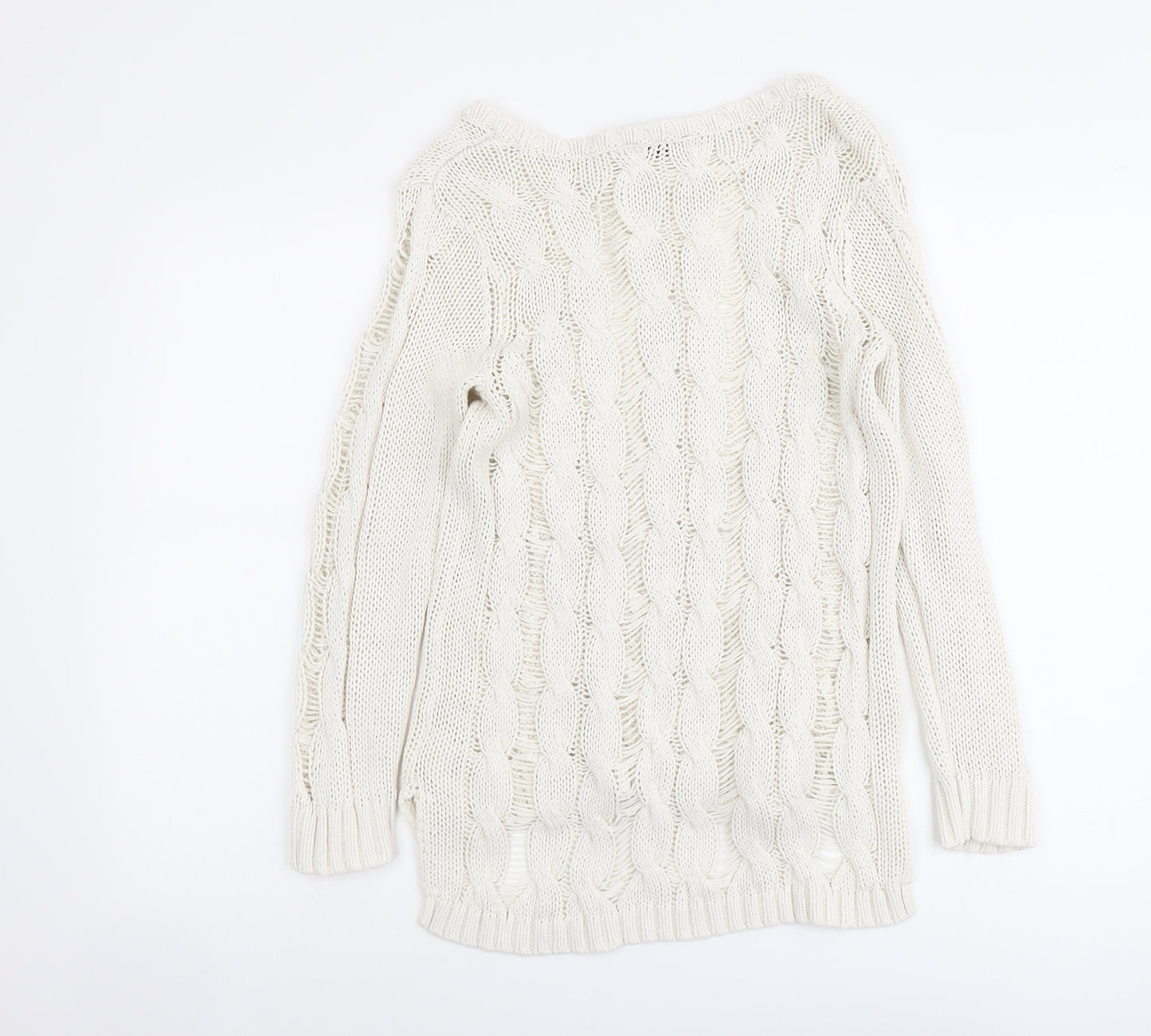 H&M Womens Beige Boat Neck Cotton Pullover Jumper Size S