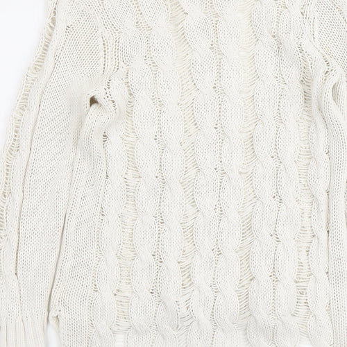 H&M Womens Beige Boat Neck Cotton Pullover Jumper Size S