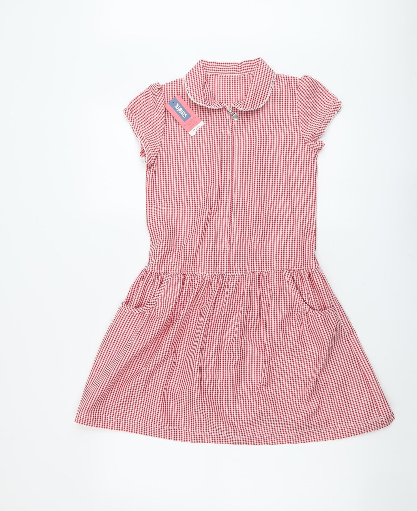 Schoolwear Girls Red Geometric Polyester A-Line Size 10 Years Collared Zip