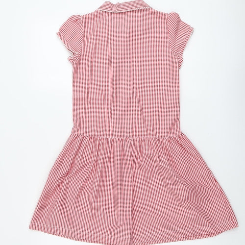 Schoolwear Girls Red Geometric Polyester A-Line Size 10 Years Collared Zip