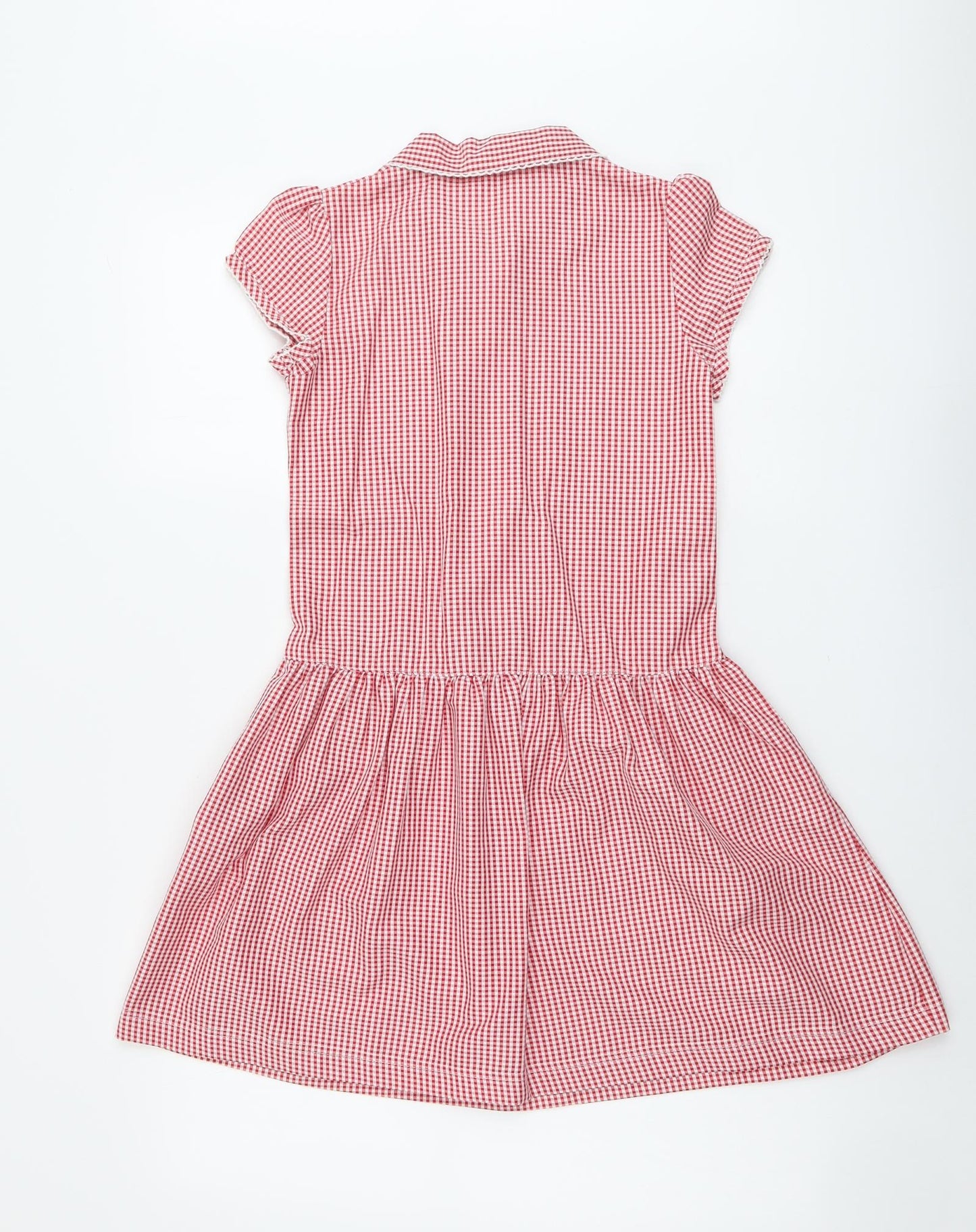 Schoolwear Girls Red Geometric Polyester A-Line Size 10 Years Collared Zip