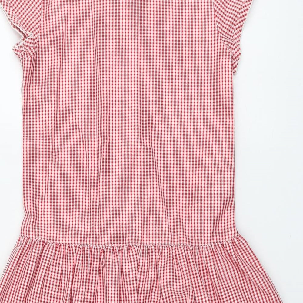 Schoolwear Girls Red Geometric Polyester A-Line Size 10 Years Collared Zip