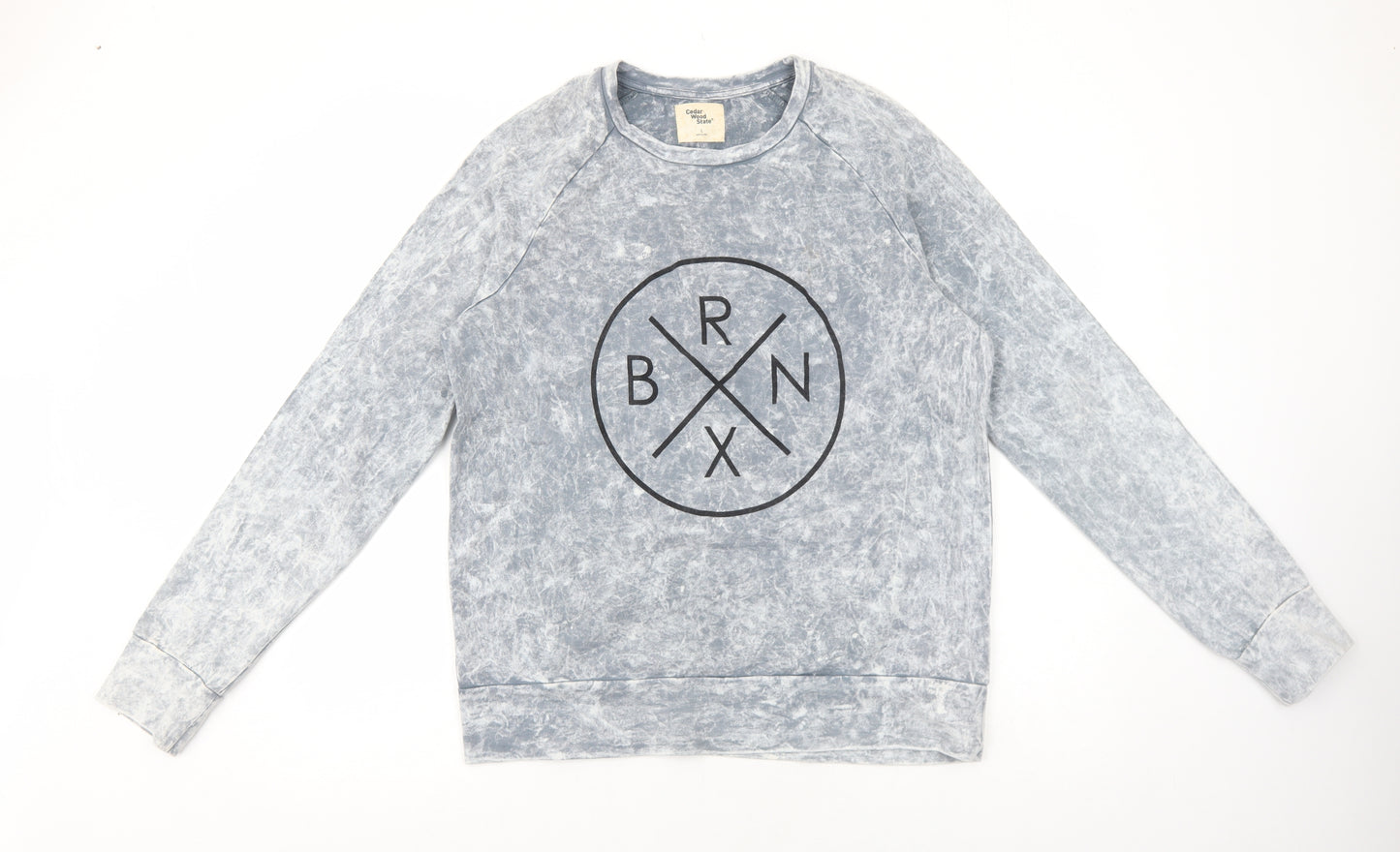 Cedar Wood State Mens Grey Cotton Pullover Sweatshirt Size L