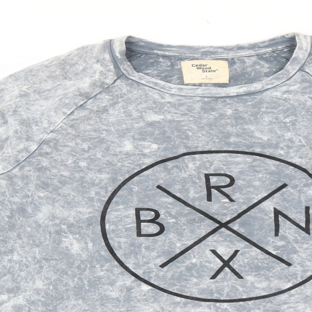 Cedar Wood State Mens Grey Cotton Pullover Sweatshirt Size L