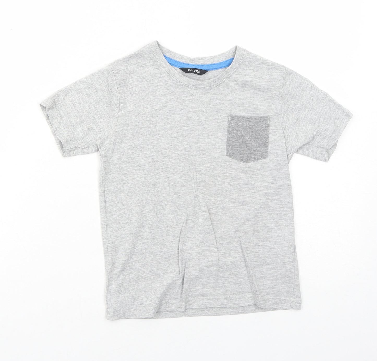 George Boys Grey Cotton Basic T-Shirt Size 3-4 Years Round Neck Pullover