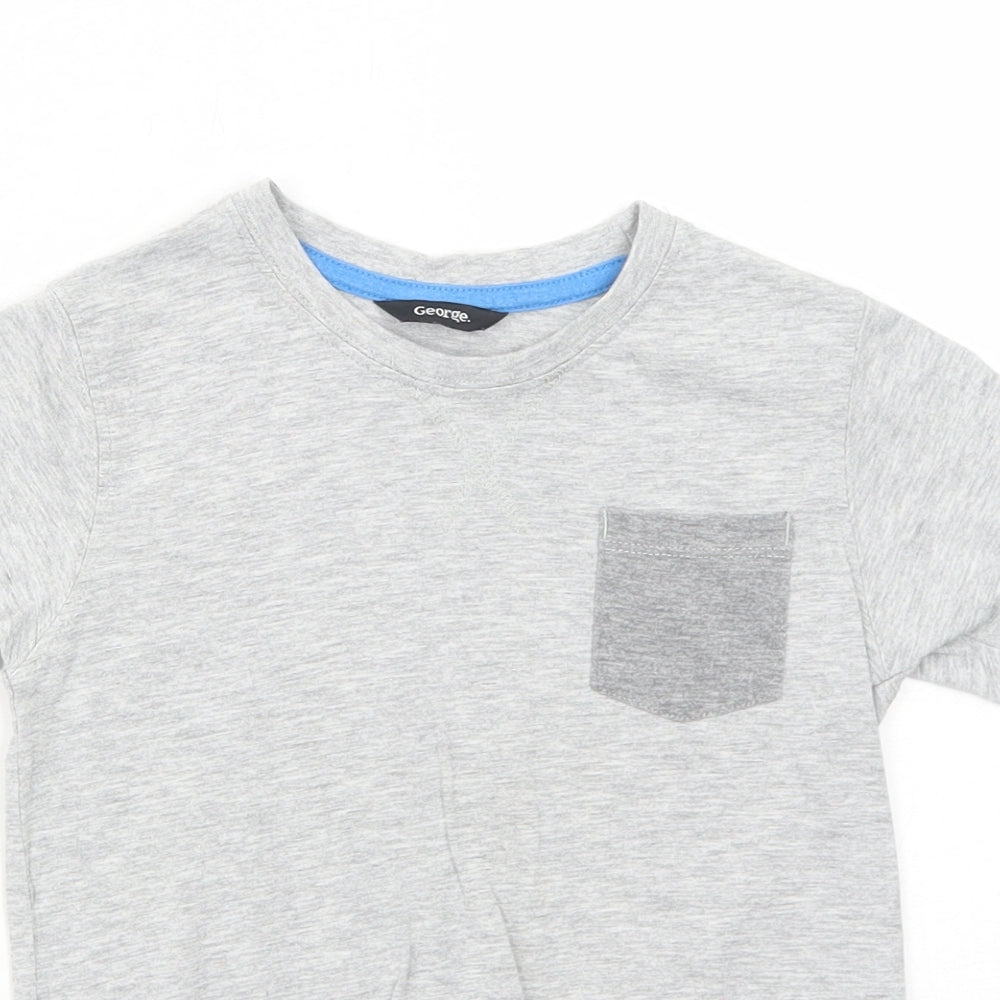 George Boys Grey Cotton Basic T-Shirt Size 3-4 Years Round Neck Pullover