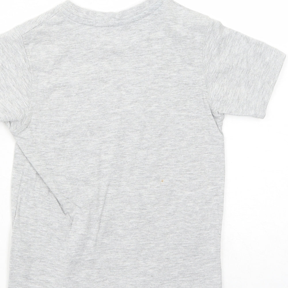 George Boys Grey Cotton Basic T-Shirt Size 3-4 Years Round Neck Pullover