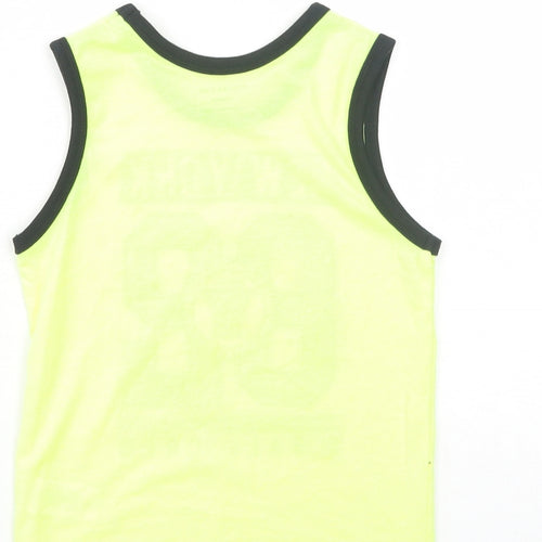 Primark Boys Yellow Cotton Basic Tank Size 4-5 Years Round Neck Pullover - New York Basketball