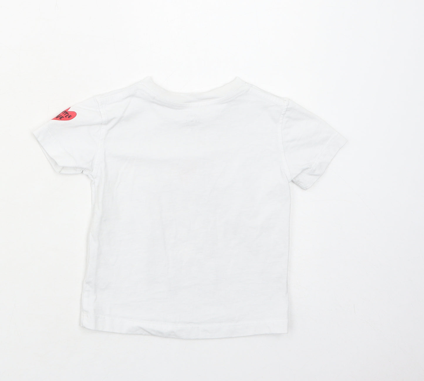 John Lewis Girls White Cotton Basic T-Shirt Size 2 Years Round Neck Pullover - Give A Little Love