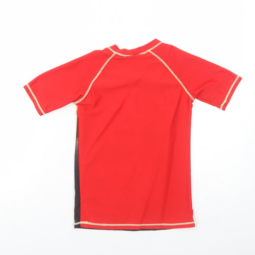 Character.Com Boys Red Polyester Basic T-Shirt Size 10 Years Round Neck Pullover - Lego