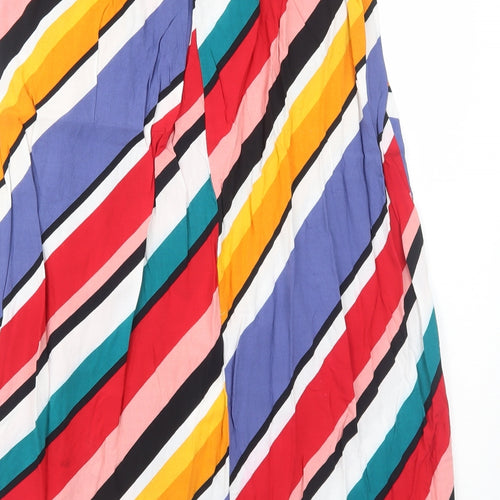 Papaya Womens Multicoloured Striped Viscose Swing Skirt Size 12