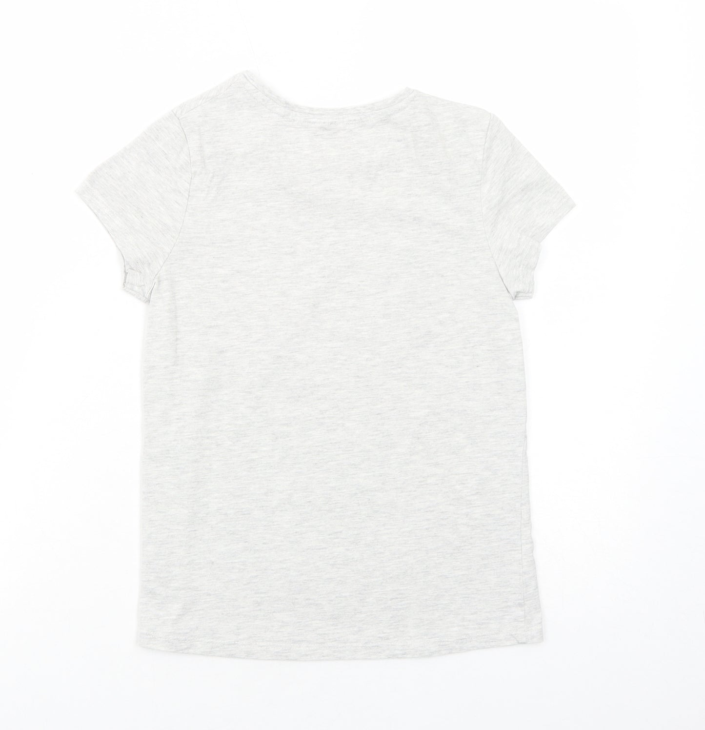 George Girls Grey Cotton Basic T-Shirt Size 10-11 Years Round Neck Pullover