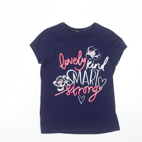 George Girls Blue Cotton Basic T-Shirt Size 11-12 Years Round Neck Pullover - Lovely Kind Smart Strong