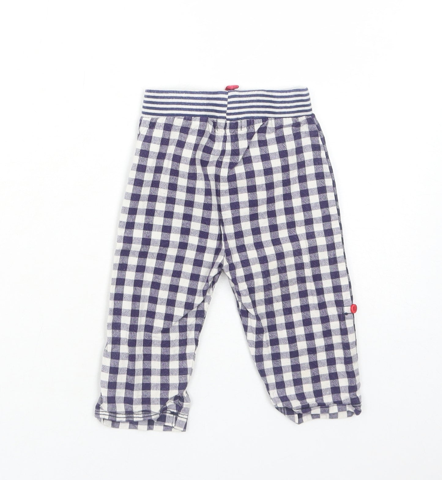 Lily+Sid Baby Blue Plaid Cotton Jogger Trousers Size 6-9 Months Drawstring