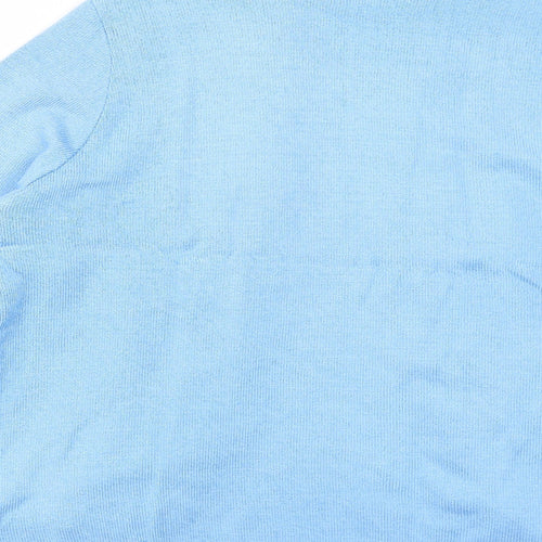 Lizzi Womens Blue Striped Acrylic Basic Blouse Size M Round Neck - Twin Set