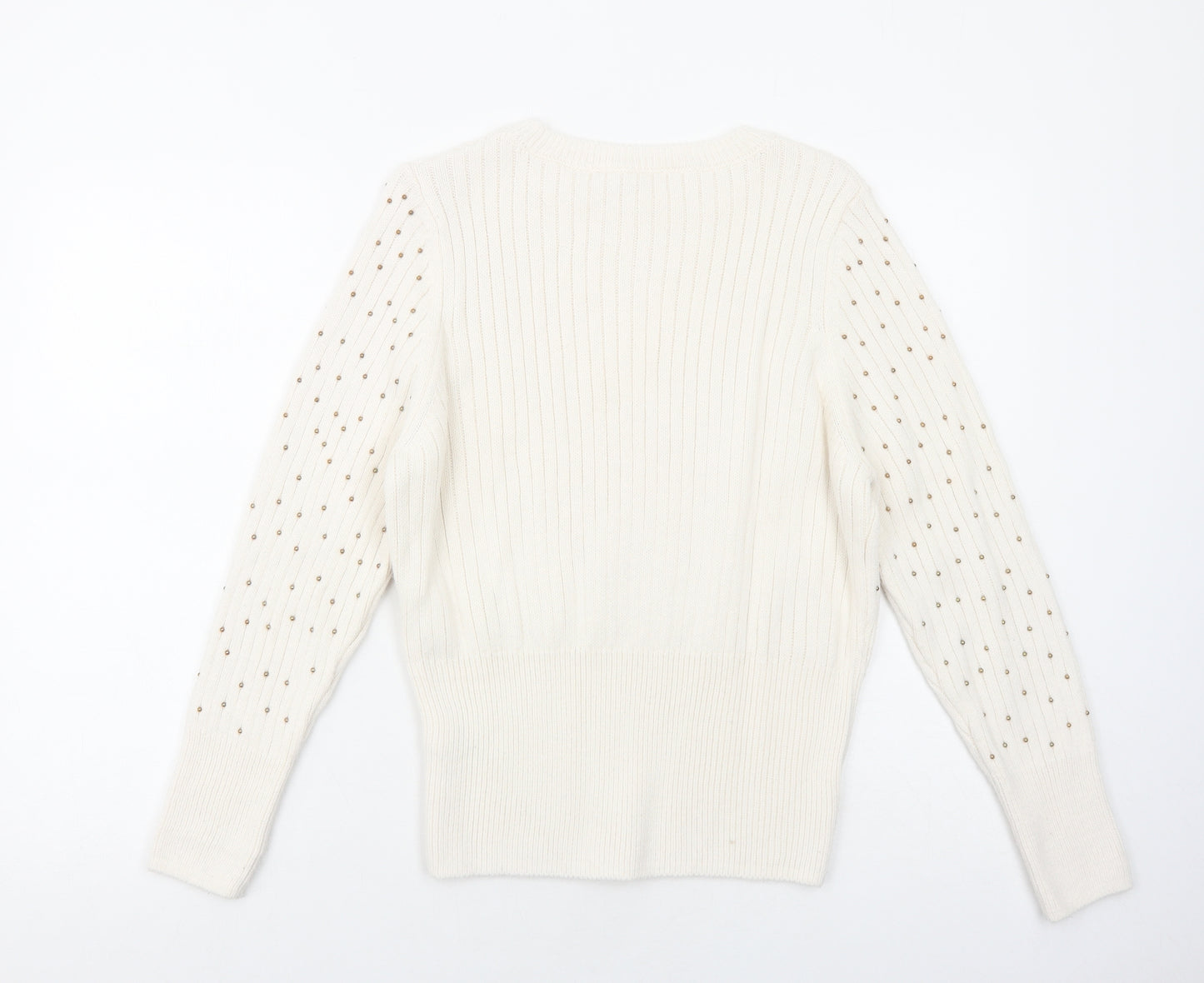 Marks and Spencer Womens Ivory Boat Neck Acrylic Pullover Jumper Size 10