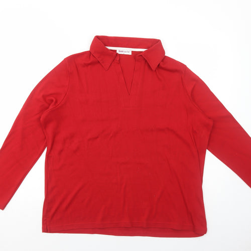 Bonmarché Womens Red Polyester Basic Polo Size XL Collared