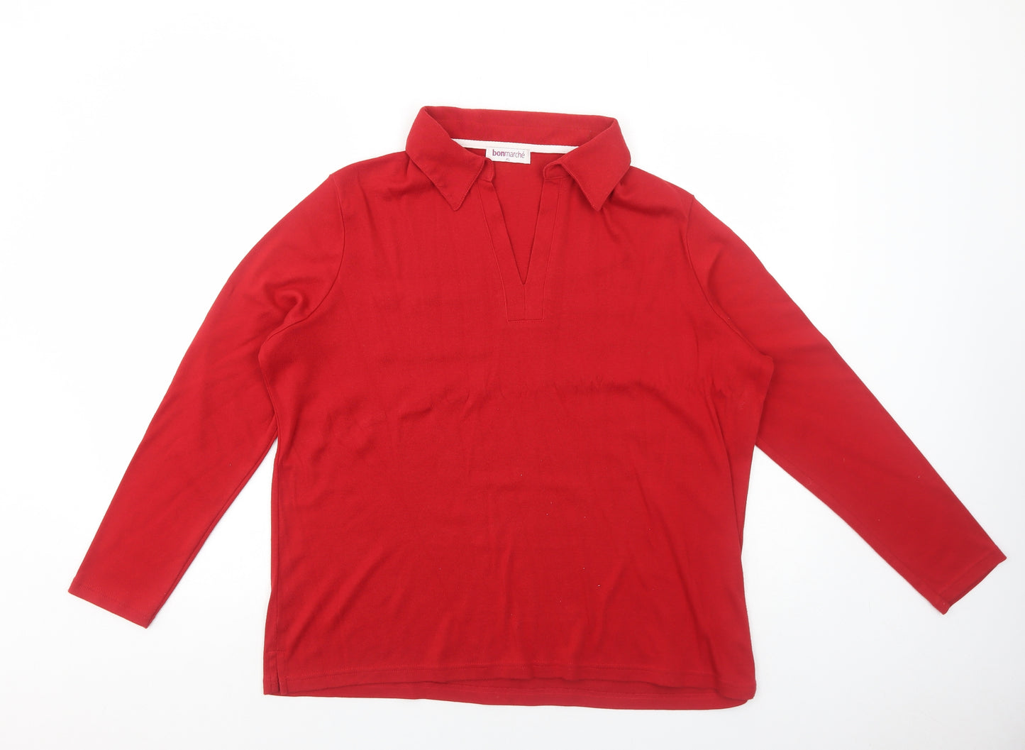 Bonmarché Womens Red Polyester Basic Polo Size XL Collared