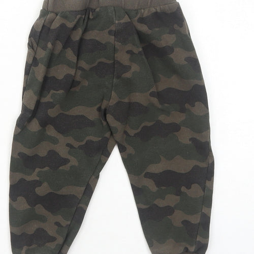 F&F Boys Green Camouflage Cotton Jogger Trousers Size 12-18 Months Drawstring