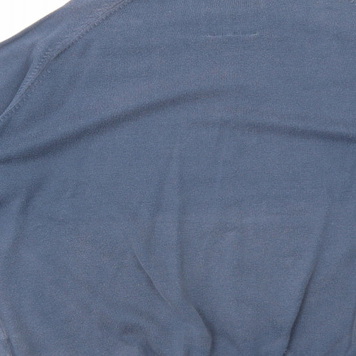 Springfield Mens Blue Round Neck Cotton Pullover Jumper Size M Long Sleeve