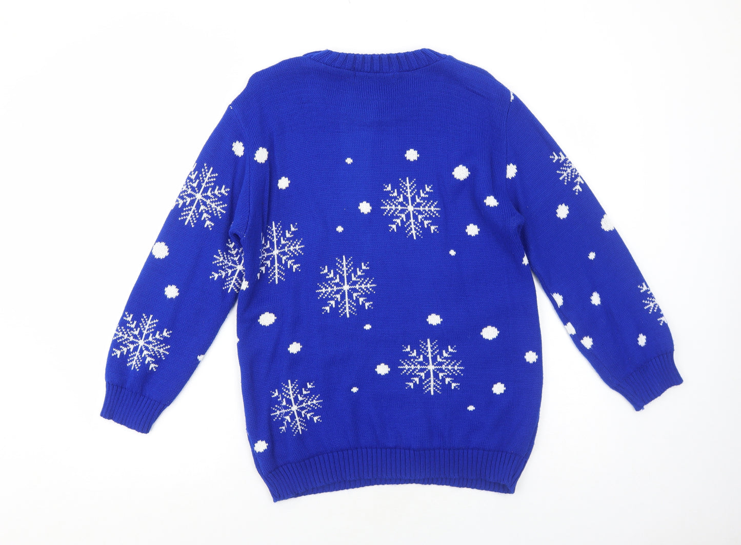 No Problem Womens Beige Round Neck Geometric Acrylic Pullover Jumper Size L - Olaf Frozen