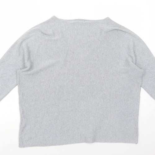 H&M Womens Grey V-Neck Polyester Pullover Jumper Size M