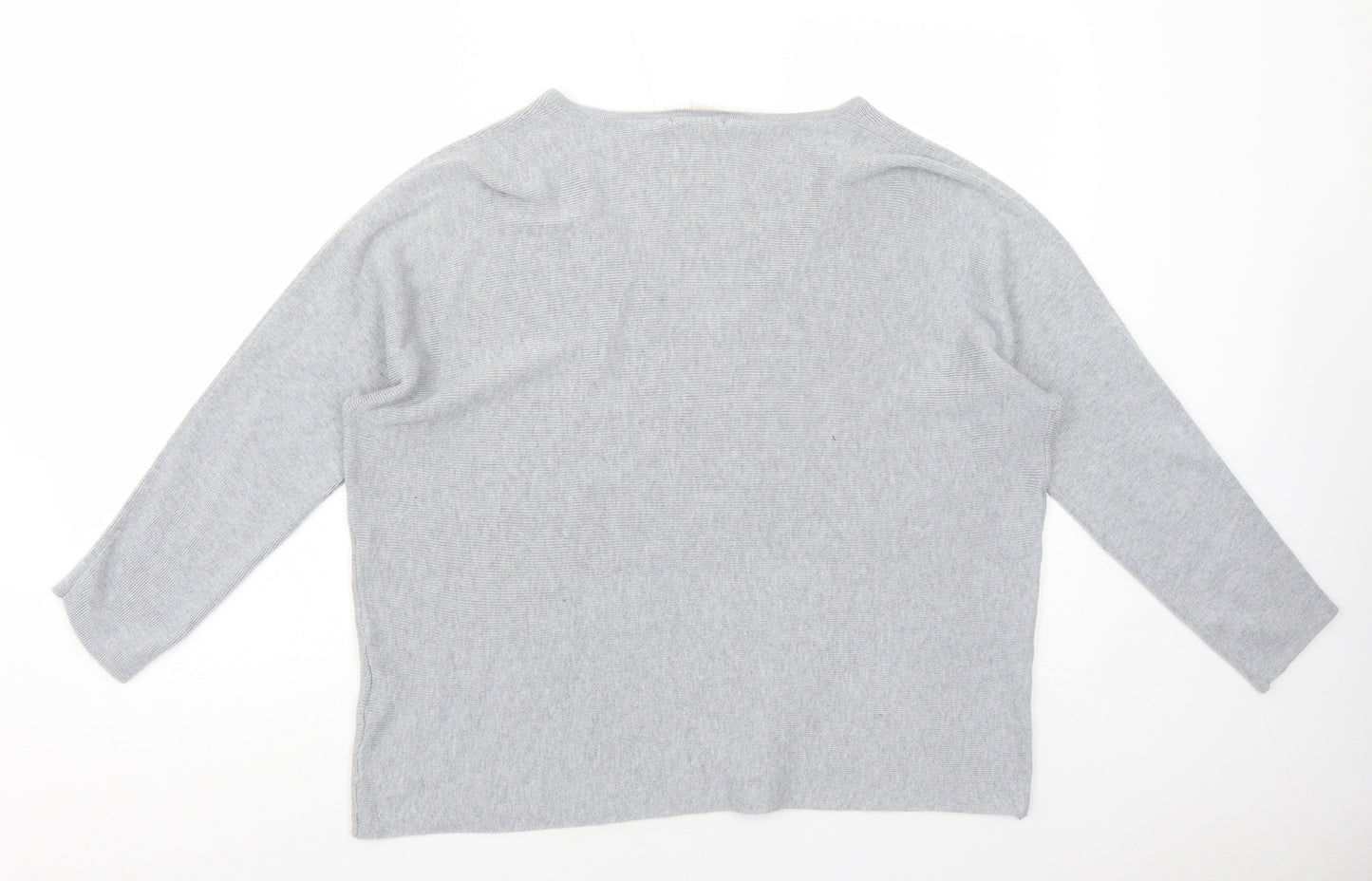H&M Womens Grey V-Neck Polyester Pullover Jumper Size M
