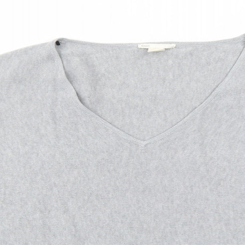H&M Womens Grey V-Neck Polyester Pullover Jumper Size M