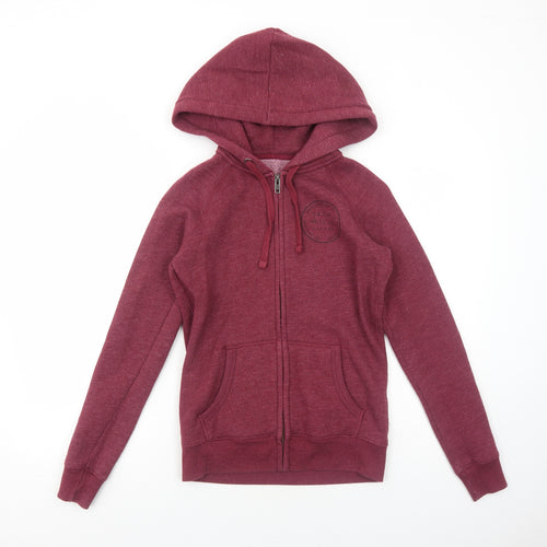 Jack Wills Womens Red Polyester Full Zip Hoodie Size 6 Zip