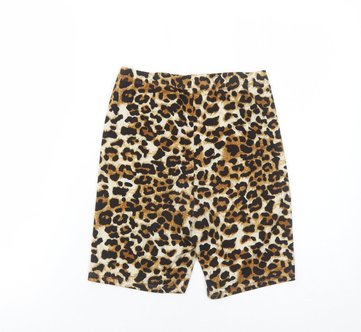SheIn Womens Brown Animal Print Polyester Compression Shorts Size S Regular Pull On - Leopard Print