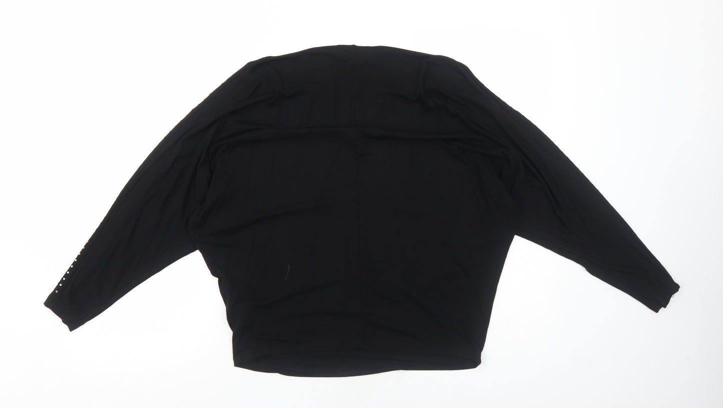 Lipsy Womens Black Viscose Basic Blouse Size 10 Round Neck