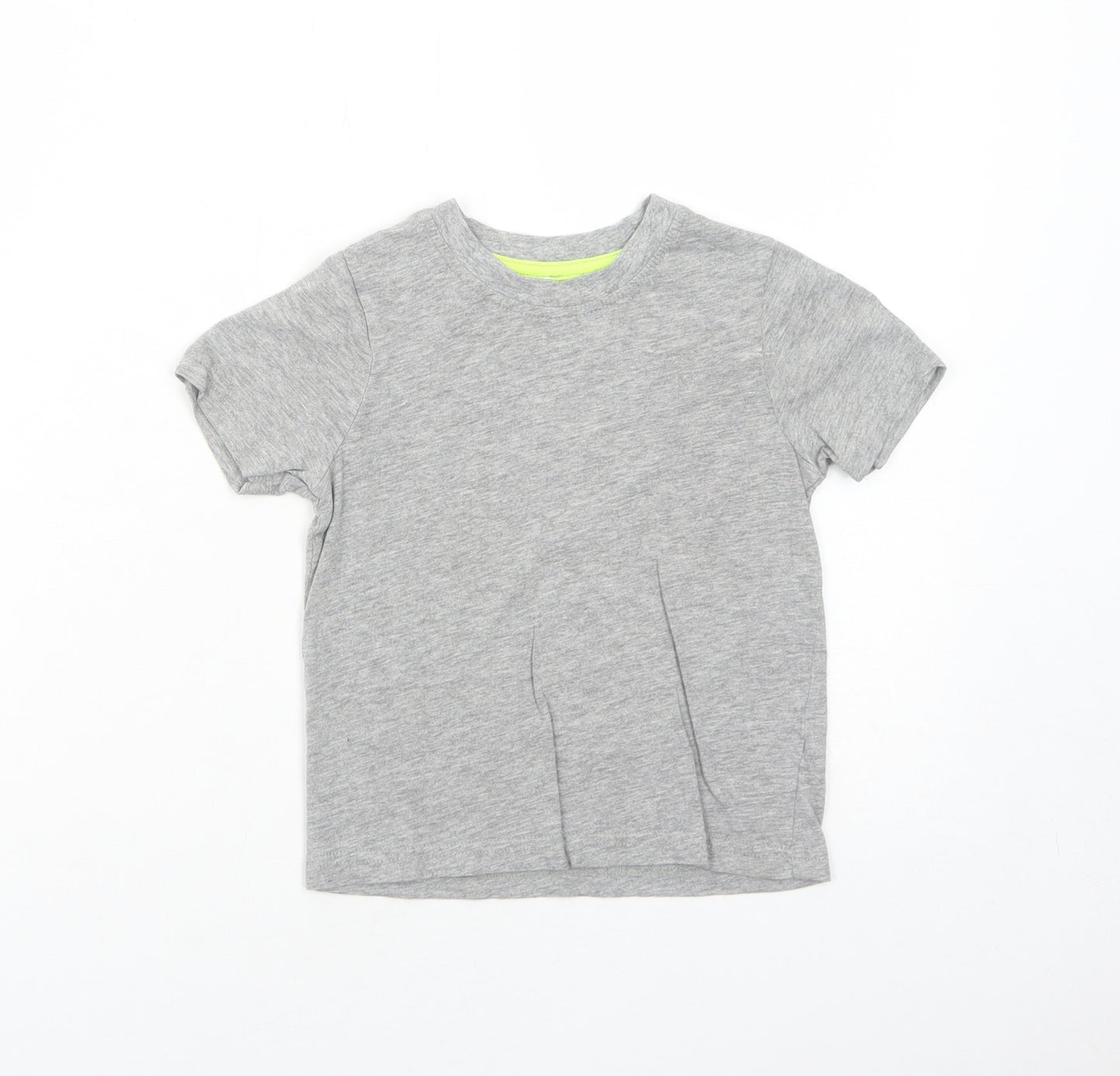 George Boys Grey Cotton Basic T-Shirt Size 2-3 Years Round Neck Pullover