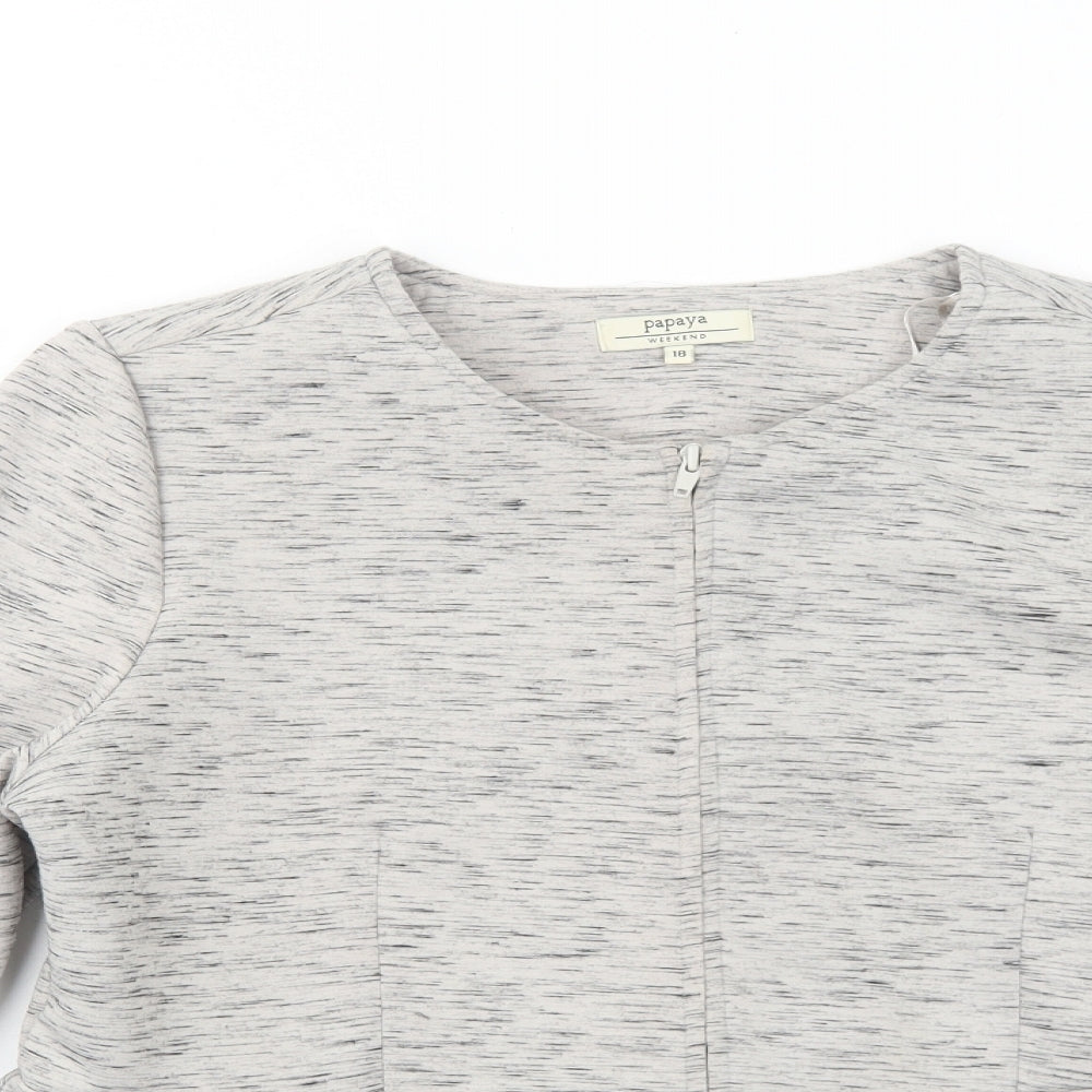 Papaya Womens Grey Jacket Blazer Size 18 Zip - Peplum