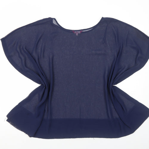 Together Womens Blue Polyester Basic Blouse Size 16 Boat Neck