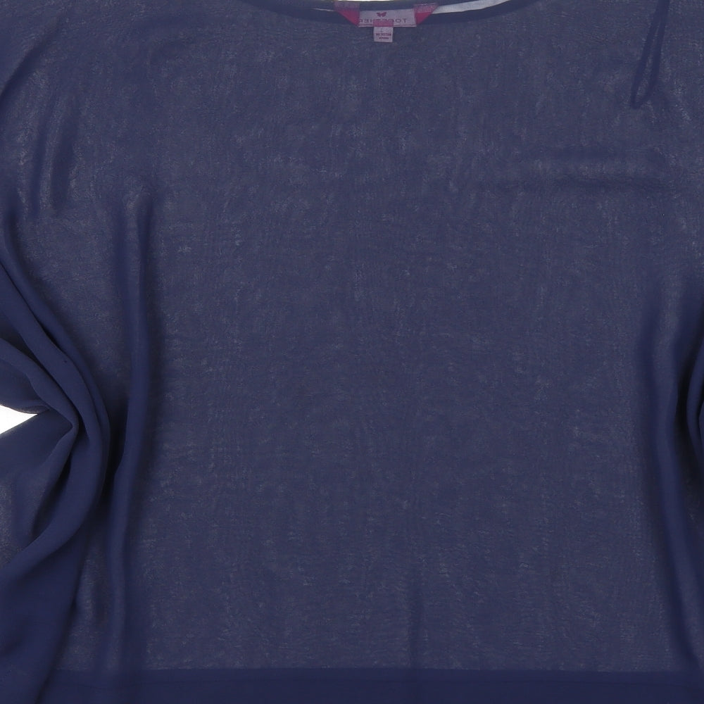 Together Womens Blue Polyester Basic Blouse Size 16 Boat Neck