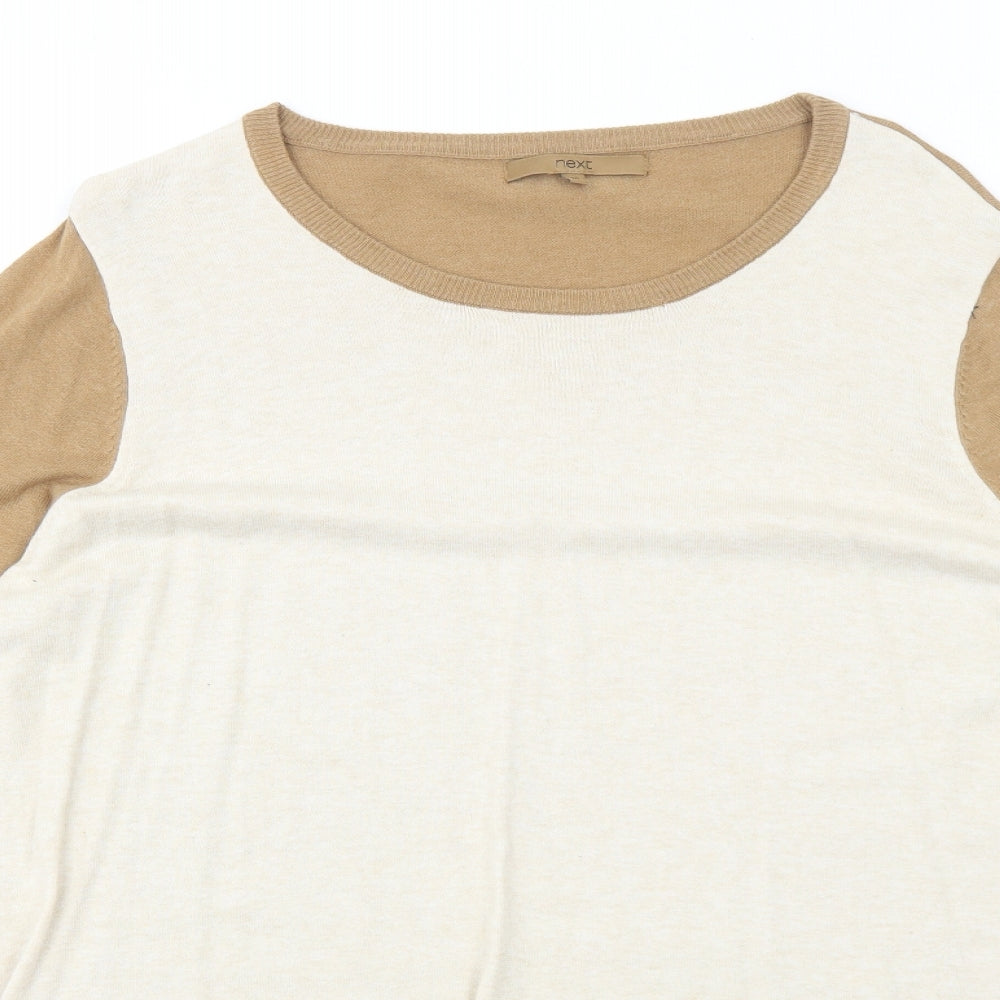 NEXT Womens Beige Boat Neck Acrylic Pullover Jumper Size 20 - Tie Sides