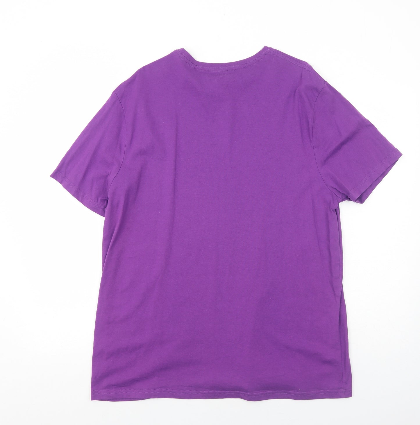 George Mens Purple Cotton T-Shirt Size XL Round Neck