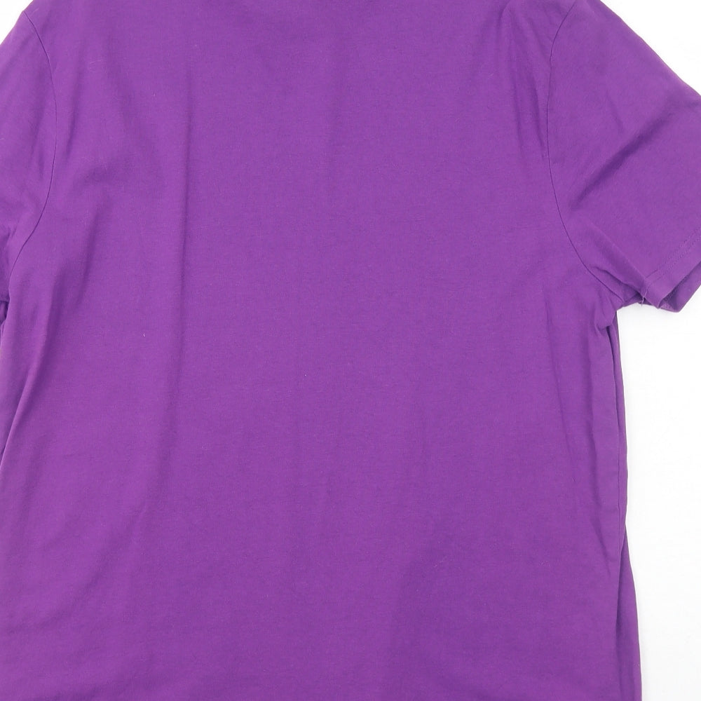 George Mens Purple Cotton T-Shirt Size XL Round Neck