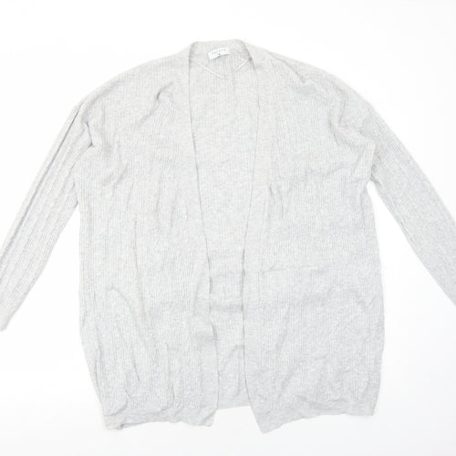 Papaya Womens Grey V-Neck Cotton Cardigan Jumper Size M